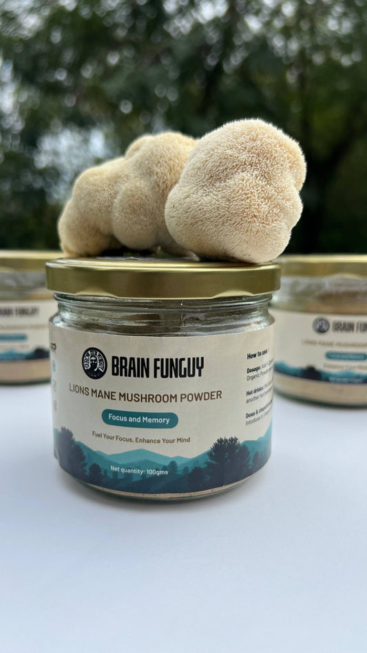 Organic Lion's Mane Powder - 100g | Premium Quality, Brain-Boosting Superfood | Grown in India - growthefunguy